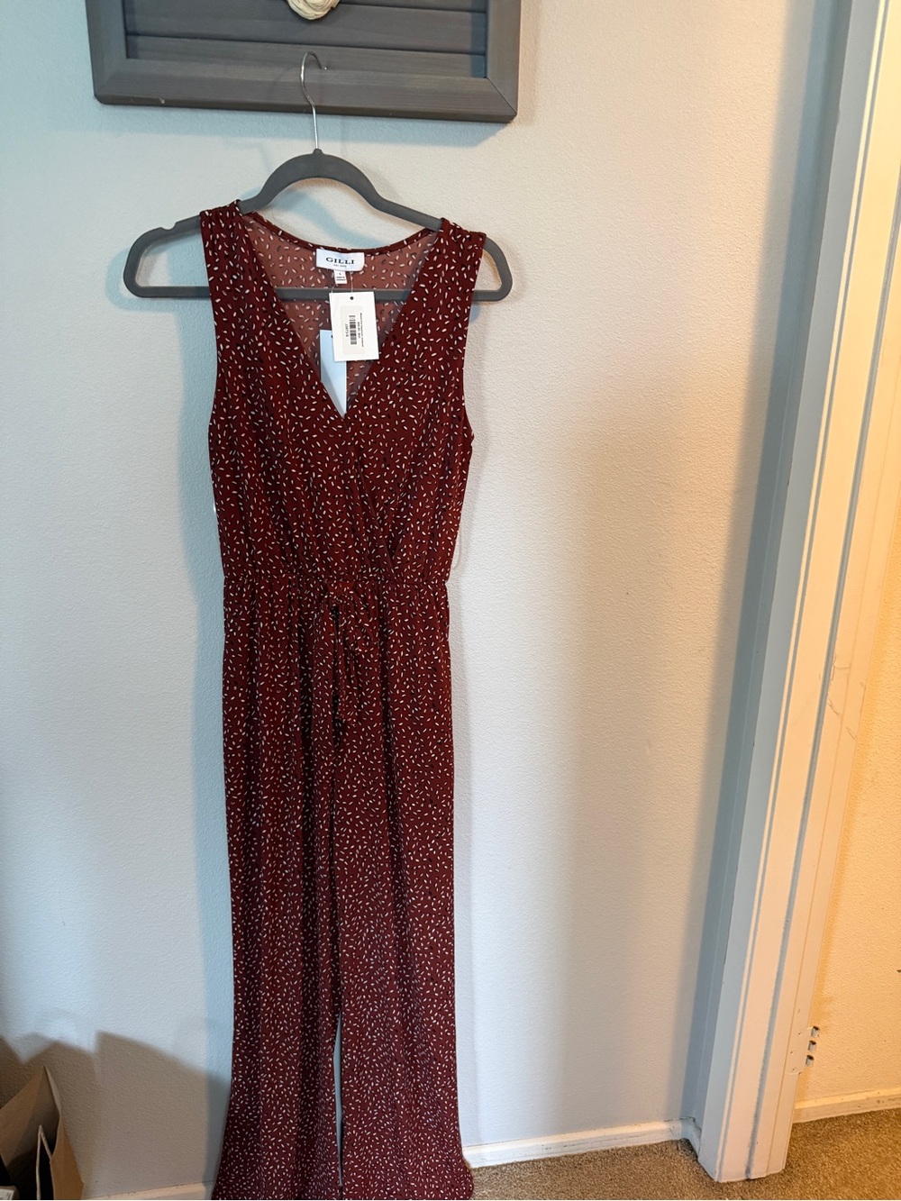 Gilli Rust Brown Printed V-Neck Jumpsuit
